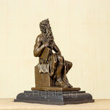 Bronze Moses Statue by Michelangelo Replica Famous Classic Bronze Moses with Ten Commandments Sculpture Figurine Art Home Decor