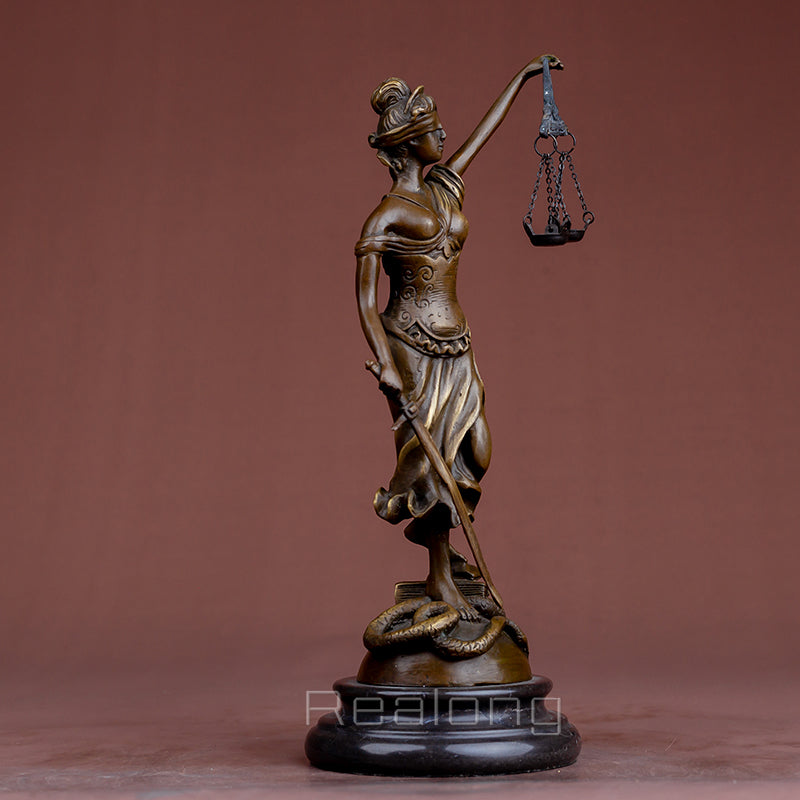 Bronze Lady Justice Statue With Scales Bronze Goddess of Justice Sculpture Mythology Bronze Statues For Home Decor Craft Gifts