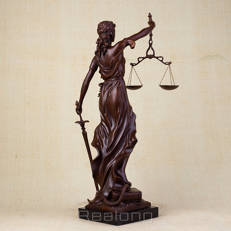 Bronze Lady Justice Statue With Scales Bronze Goddess of Justice Sculpture Mythology Bronze Statues For Home Decor Craft Gifts