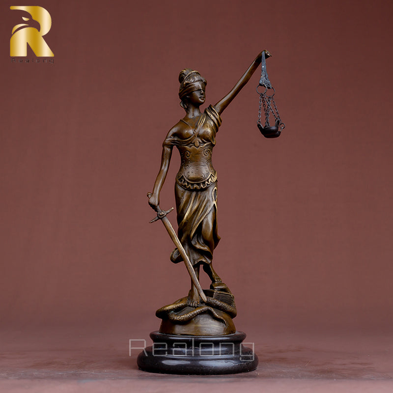 Bronze Lady Justice Statue With Scales Bronze Goddess of Justice Sculpture Mythology Bronze Statues For Home Decor Craft Gifts