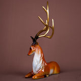 Modern Art Bronze Deer Statue Simple Creative Sika Deer Bronze Sculpture Animal Crafts For Office Home Decoration Ornament Gifts