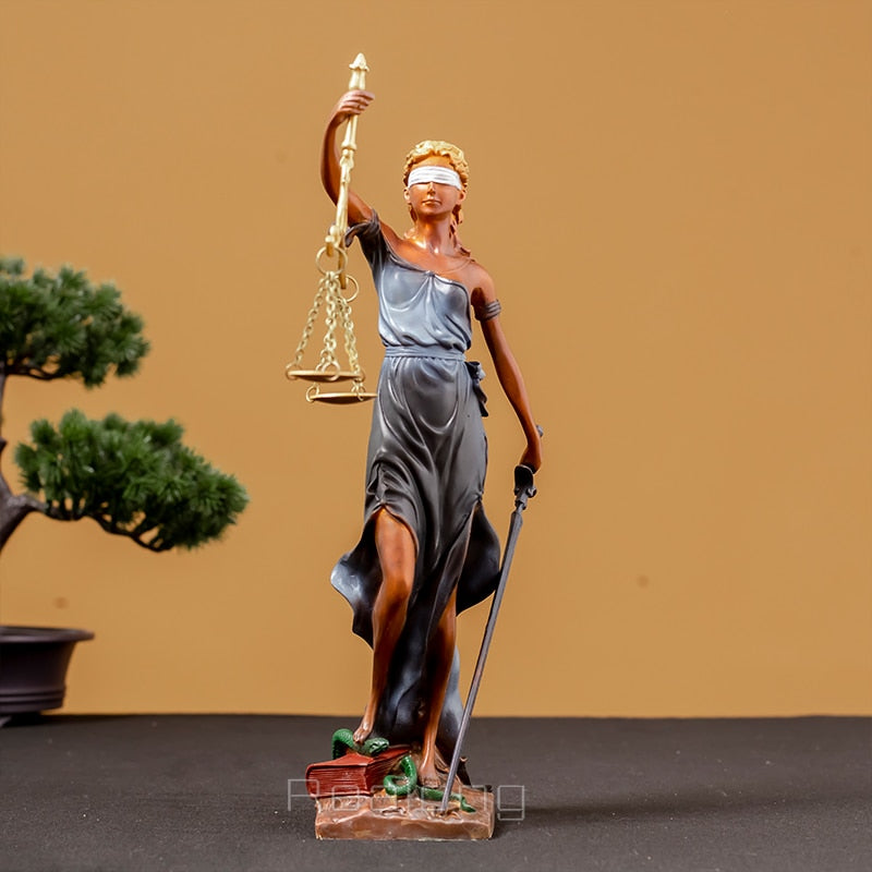 Bronze Lady Justice Statue Bronze Goddess of Justice Sculpture With Scales Famous Myth Statues For Home Office Decor Ornaments