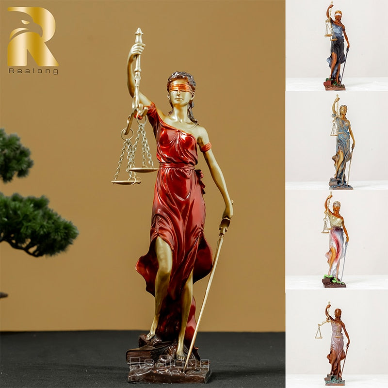 Bronze Lady Justice Statue Bronze Goddess of Justice Sculpture With Scales Famous Myth Statues For Home Office Decor Ornaments