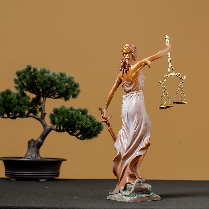 Famous Bronze Lady Justice Statue Bronze Goddess of Justice Sculpture Greek Goddess Bronze Art Figurine For Home Office Decor