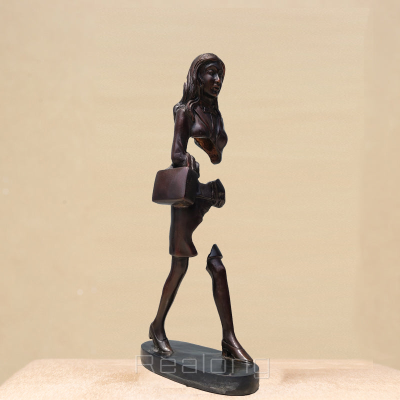 14 Inch Bruno Catalano Bronze Traveller Sculpture Abstract Travel Woman Statue Female Figurine Famous Bronze Cast For Home Decor