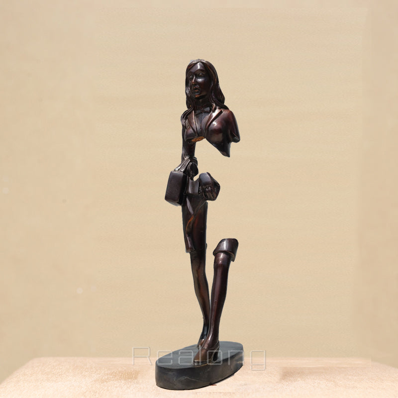 14 Inch Bruno Catalano Bronze Traveller Sculpture Abstract Travel Woman Statue Female Figurine Famous Bronze Cast For Home Decor