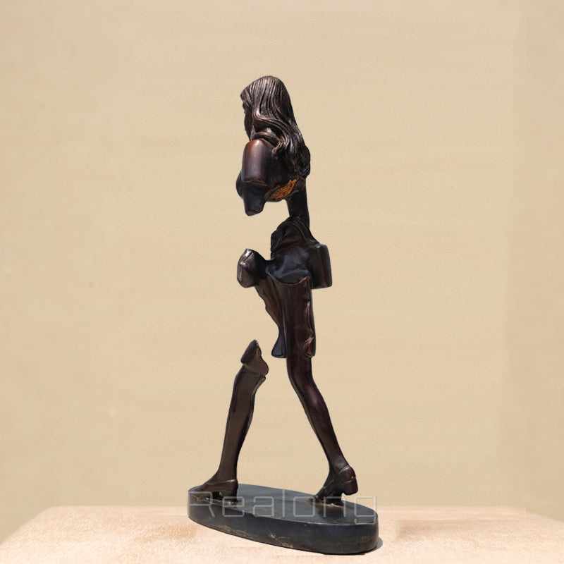 14 Inch Bruno Catalano Bronze Traveller Sculpture Abstract Travel Woman Statue Female Figurine Famous Bronze Cast For Home Decor