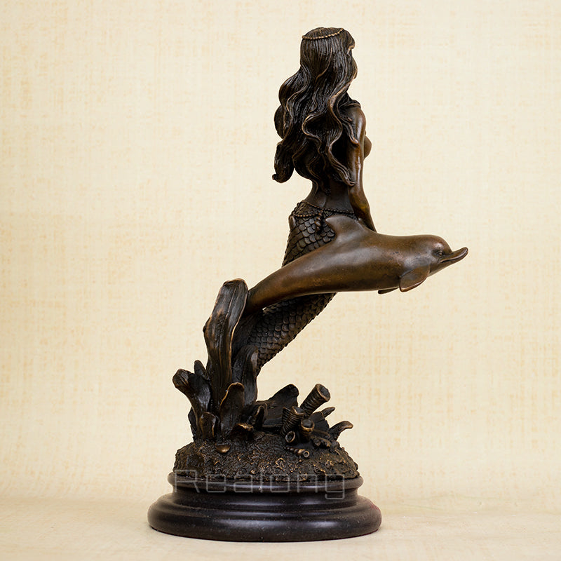 Bronze Mermaid Sculpture Classical Bronze Mermaid Statue Famous Bronze Casting Art Crafts For Home Office Decoration Gifts