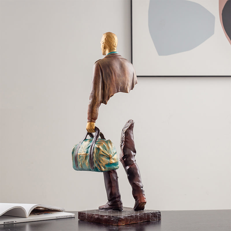 57cm Bronze Traveler Statue Famous Bronze Traveler Man Sculpture Inspired by Bruno Catalano For Home Hotel Decor Ornament Gifts