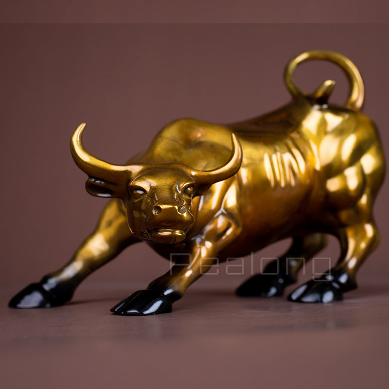 Bronze Bull Statue Wall Street Bronze Sculpture Antique fengshui Bull OX Statues Handmade Craft Home Office Decor Business Gifts