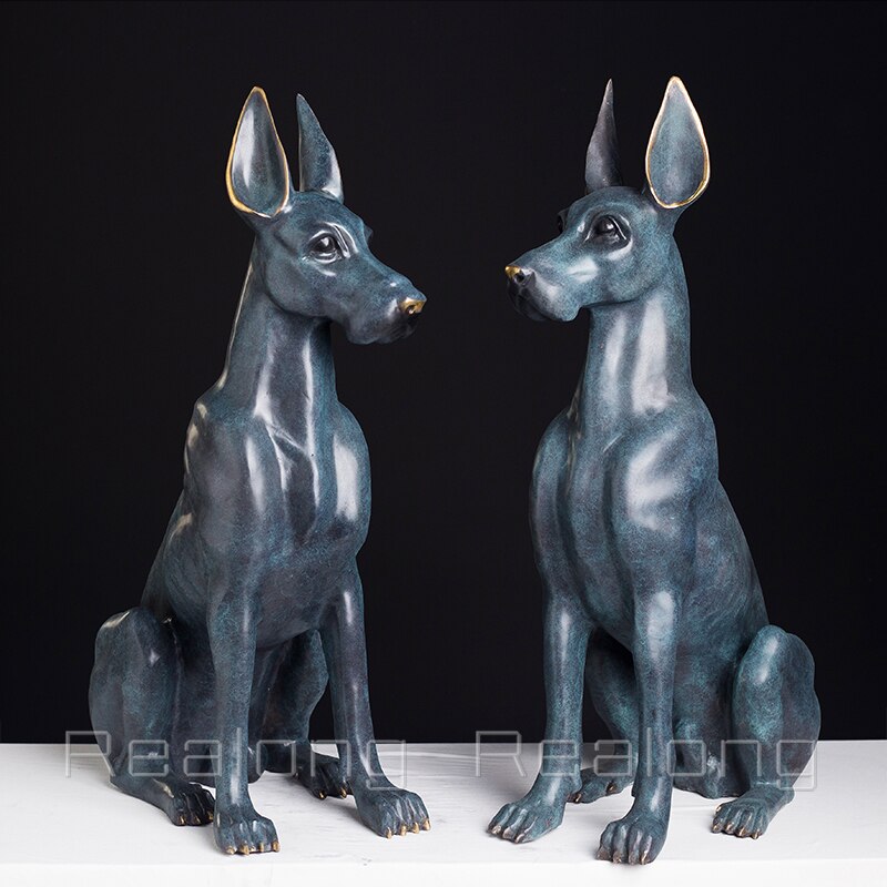 66cm Bronze Dog Statue Modern Art Bronze Dog Sculpture Large Gorgeous Ornaments For Home and Garden Decor Crafts