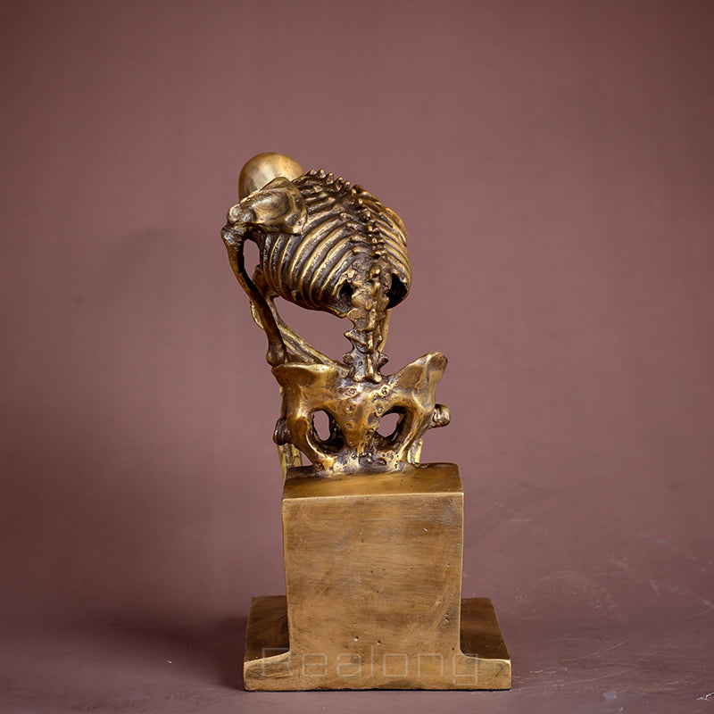 Skeleton Thinker Bronze Statue Bronze Thinking Skeleton Sculptures Abstract Bronze Casting Art Crafts For Home Decor Ornament