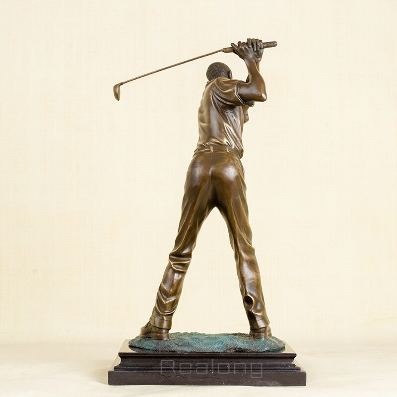 54cm Bronze Golf Man Statue Playing Golf Sculpture Bronze Golfer Art Figurine Bronze Casting Crafts Ornament For Home Decor Gift