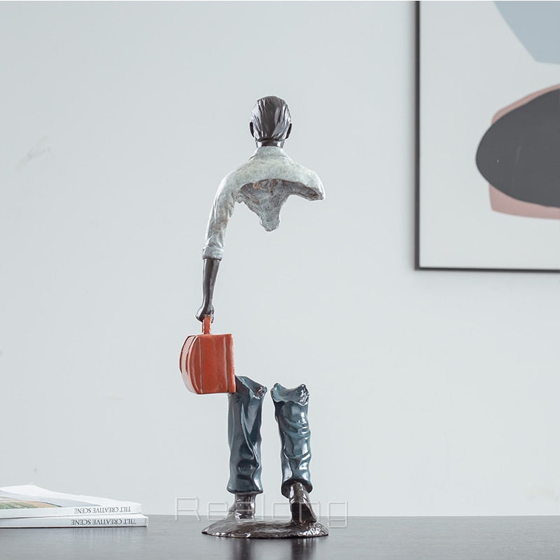Famous Bruno Catalano Bronze Traveler Sculpture Abstract Travel Man Bronze Statues Figurine Ornaments For Home Hotel Decor