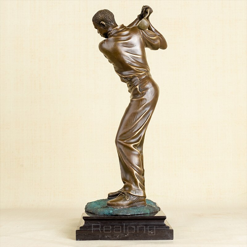 54cm Bronze Golf Man Statue Playing Golf Sculpture Bronze Golfer Art Figurine Bronze Casting Crafts Ornament For Home Decor Gift