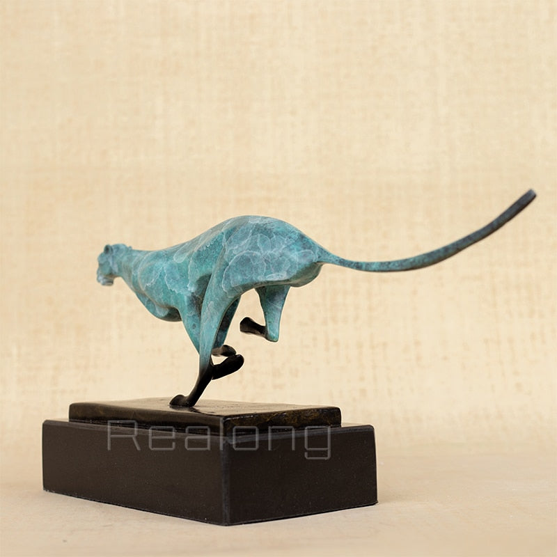 Modern Art Bronze leopard Sculpture Bronze Cheetah Statue Animal Bronze Statues and Sculptures For Home Desk Decoration Crafts