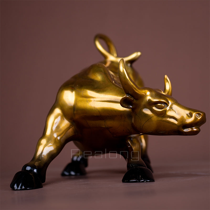 Bronze Bull Statue Wall Street Bronze Sculpture Antique fengshui Bull OX Statues Handmade Craft Home Office Decor Business Gifts