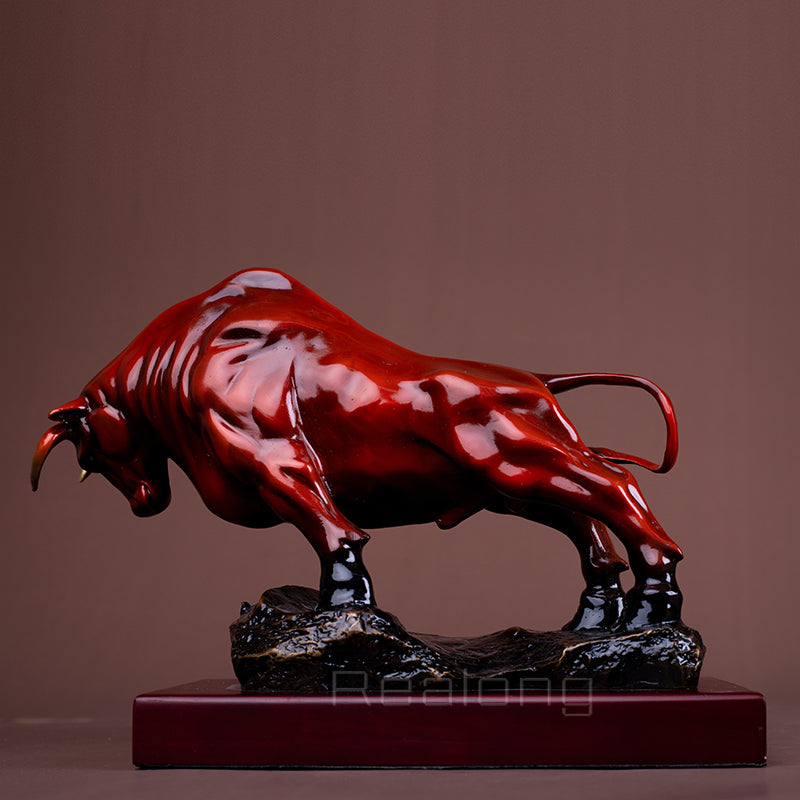 Bronze Wall Street Cattle Sculpture Bull OX Bronze Statue Exquisite Crafts