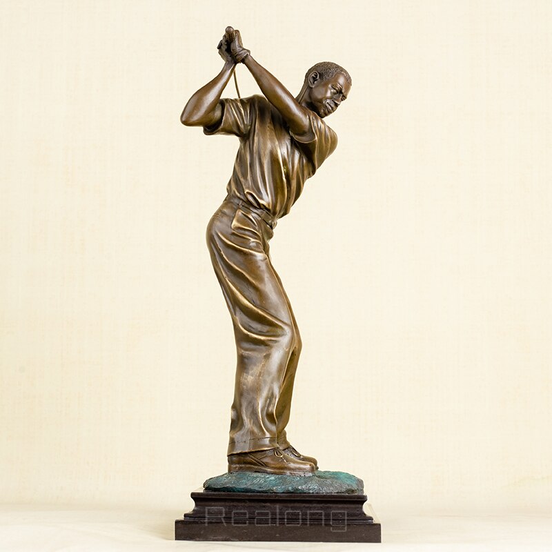 54cm Bronze Golf Man Statue Playing Golf Sculpture Bronze Golfer Art Figurine Bronze Casting Crafts Ornament For Home Decor Gift