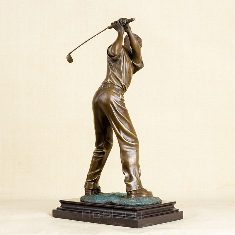 54cm Bronze Golf Man Statue Playing Golf Sculpture Bronze Golfer Art Figurine Bronze Casting Crafts Ornament For Home Decor Gift