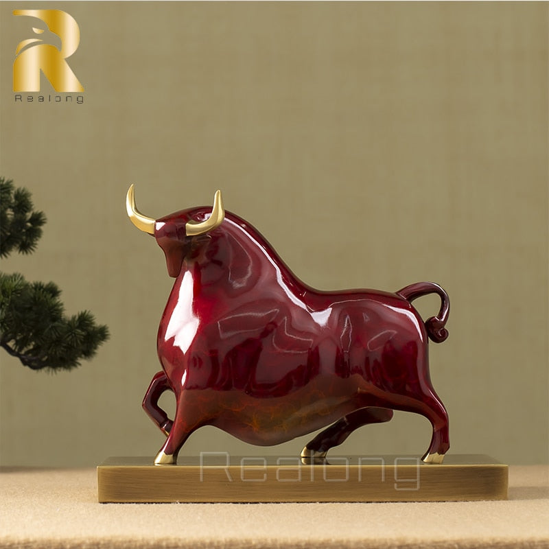 Abstract Bronze Bull Statue Casting Bronze Bull Sculpture Modern Art Hand-made Crafts For Home Decor Ornament Office Gifts