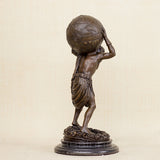32cm Famous Bronze Sculpture Bronze Atlas Carrying Globe Statue Bronze Atlas Statue With Marble Base For Home Decoration Gifts