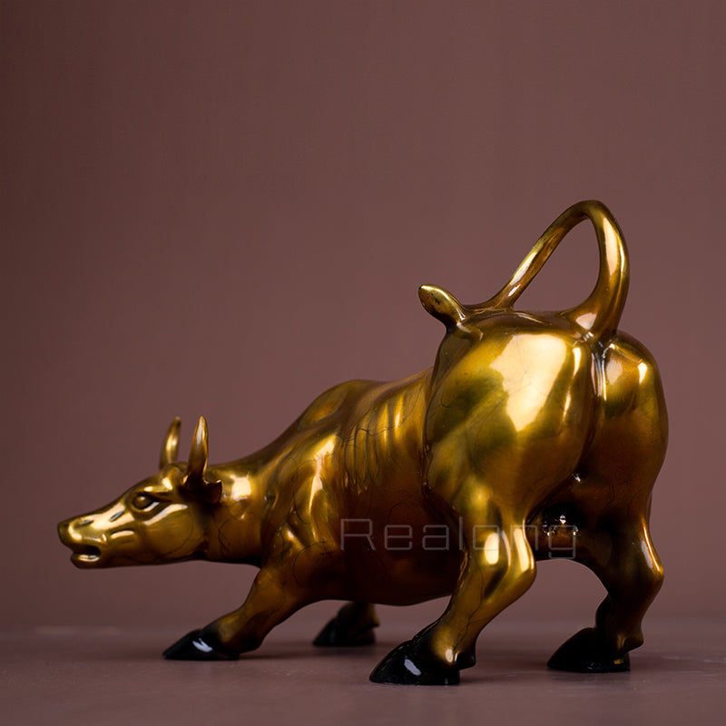 Bronze Bull Statue Wall Street Bronze Sculpture Antique fengshui Bull OX Statues Handmade Craft Home Office Decor Business Gifts