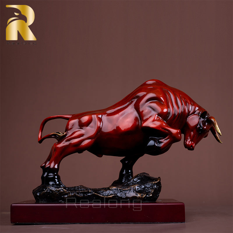 Bronze Wall Street Cattle Sculpture Bull OX Bronze Statue Exquisite Crafts