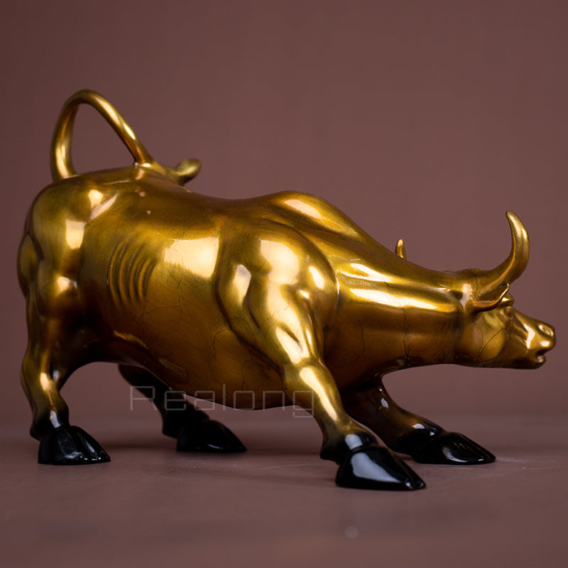 Bronze Bull Statue Wall Street Bronze Sculpture Antique fengshui Bull OX Statues Handmade Craft Home Office Decor Business Gifts