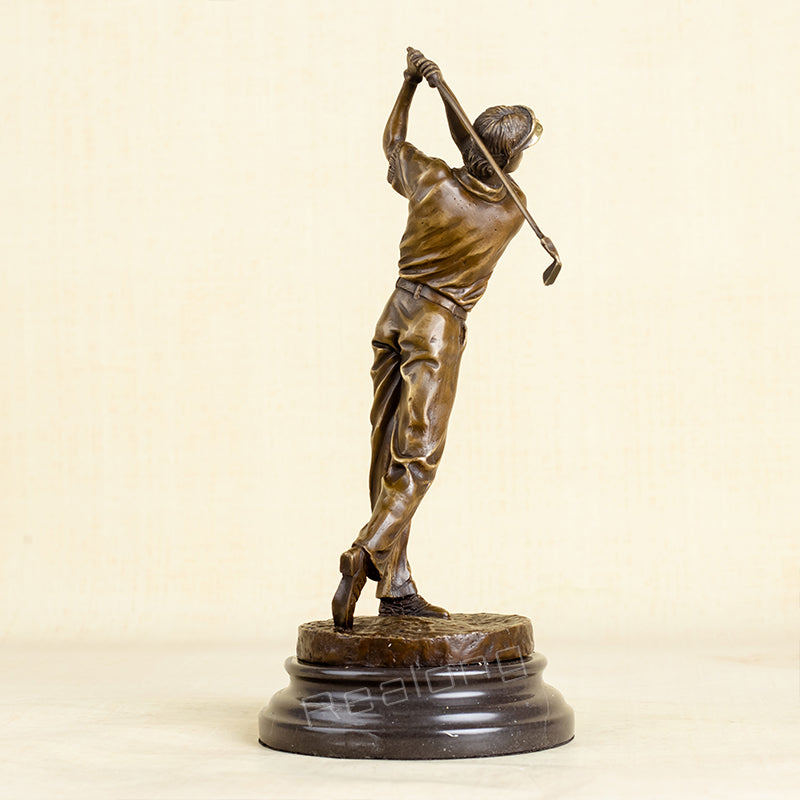 Bronze Golf Man Statue Bronze Golfer Sculpture Office Golf Decor Ornament Bronze Art Crafts Gifts