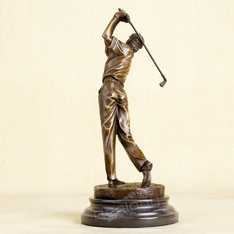 Bronze Golf Man Statue Bronze Golfer Sculpture Office Golf Decor Ornament Bronze Art Crafts Gifts