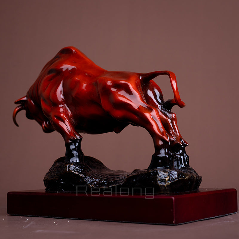Bronze Wall Street Cattle Sculpture Bull OX Bronze Statue Exquisite Crafts
