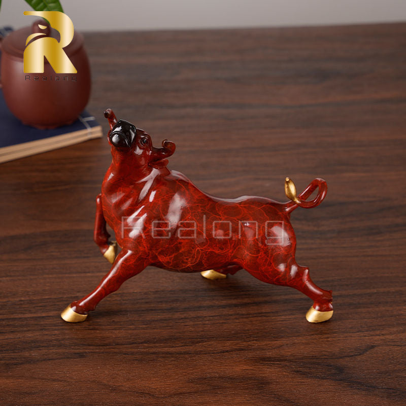 Feng Shui Fortune Wall Street Bull Statue, Bronze Sculpture Home Decoration Brass Bull Represents Good Luck Of Career And Wealth