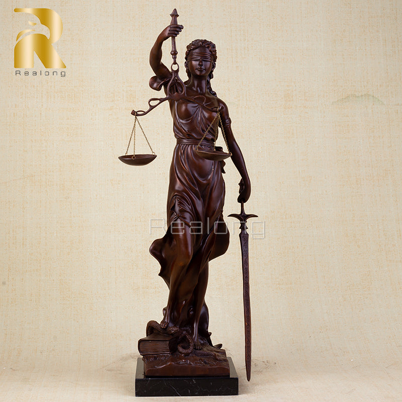 Bronze Lady Justice Statue With Scales Bronze Goddess of Justice Sculpture Mythology Bronze Statues For Home Decor Craft Gifts