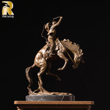 40cm Western Art Bronze Cowboy Ridding Horse Sculpture Rider on Horse Statues Bronze Casting Handcrafts For Home Decor Gifts