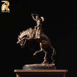 40cm Western Art Bronze Cowboy Ridding Horse Sculpture Rider on Horse Statues Bronze Casting Handcrafts For Home Decor Gifts