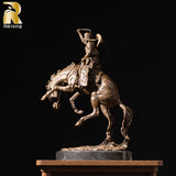 40cm Western Art Bronze Cowboy Ridding Horse Sculpture Rider on Horse Statues Bronze Casting Handcrafts For Home Decor Gifts