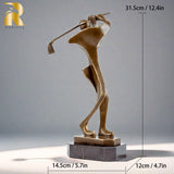 Abstract Bronze Golfer Statue Modern Art Bronze Golfing Sculptures Creative Golf Figurines With Marble Base For Home Decor Gifts