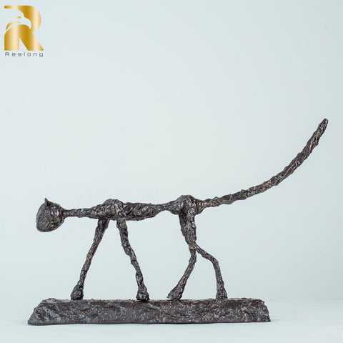 Bronze Cat Statue Antique Giacometti Bronze Animal Sculpture Handmade Abstract Figurines Art Decor Gift Collectible