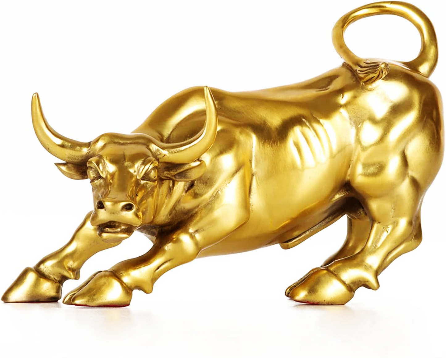 21cm Brass Gold Bull Figurine -Wall Street Bull Art Decor,Bull/Cow/Ox Figure Statues and Sculptures Home Office Decor