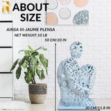 19.6'' High White Painted Stainless Steel Abstract Figure Sculpture  'Ainsa III' -Jaume Plensa,Handcrafted Laser Engraved Figure Formed by Letters from Nine Different International Alphabets, Exhibiting Exceptional Artistic Value