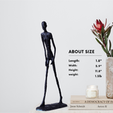 11.8" Walking Man Bronze Sculpture - Masterpiece by Giacometti, Suitable for Home Decor, Office, and Unique Gift for Special Occasions