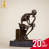 Bronze Skeleton Thinker Statues Sculptures Home Decor-A Masterful Work of Art