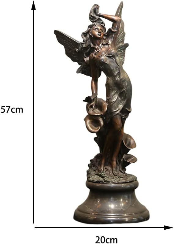 22" Angel Bronze Sculpture – Handmade Greek Goddess Statue, Antique-Style Bronze Figurine for Home, Garden, Office Decor & Collectible Gift