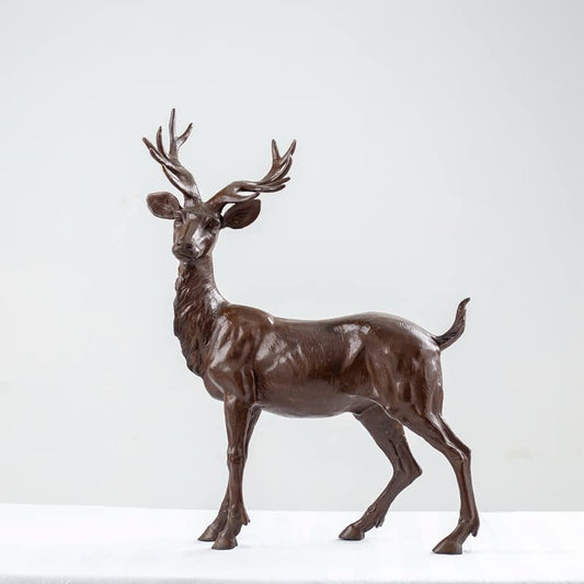 Wildlife Art 22 Inch Tall Bronze Stag Sculpture Deer Figurine Statue for Your Desk Home Decor