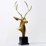 Golden Stag Bronze Collection – Hand-Cast Deer Head Sculptures on Polished Marble Base, Luxury Statement Pieces for Home & Office