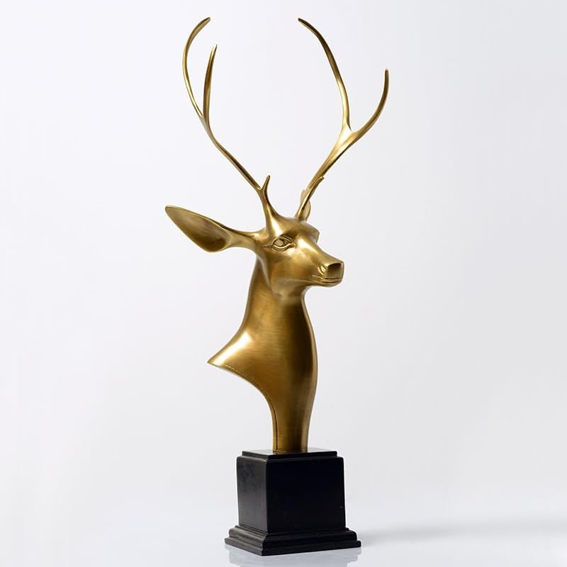 Golden Stag Bronze Collection – Hand-Cast Deer Head Sculptures on Polished Marble Base, Luxury Statement Pieces for Home & Office