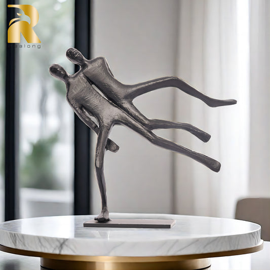 Vintage Metal Statue Contemporary Metal Art Sculpture Abstract Gracefully Elongated Limbs Stretch and Bend Figurines Home Decor