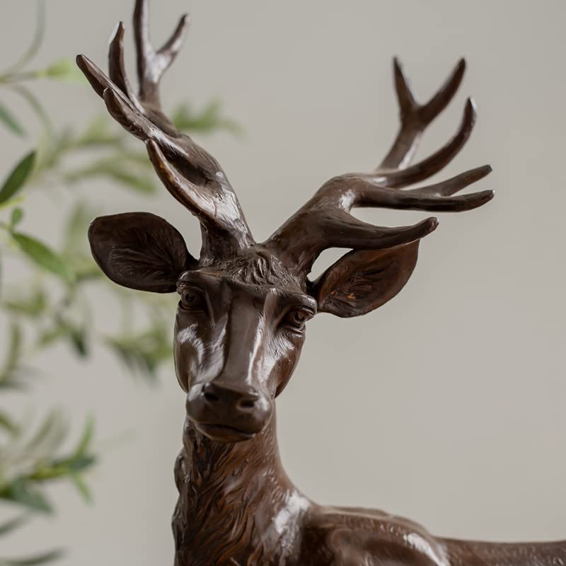 Wildlife Art 22 Inch Tall Bronze Stag Sculpture Deer Figurine Statue for Your Desk Home Decor