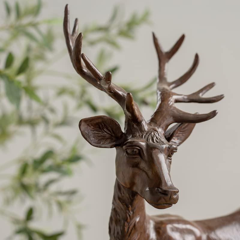 Wildlife Art 22 Inch Tall Bronze Stag Sculpture Deer Figurine Statue for Your Desk Home Decor